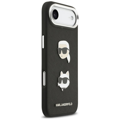 Ovitek za Apple iPhone 17 Air, Karl Lagerfeld, Grained Karl & Choupette's Heads Pins and Logo, črn