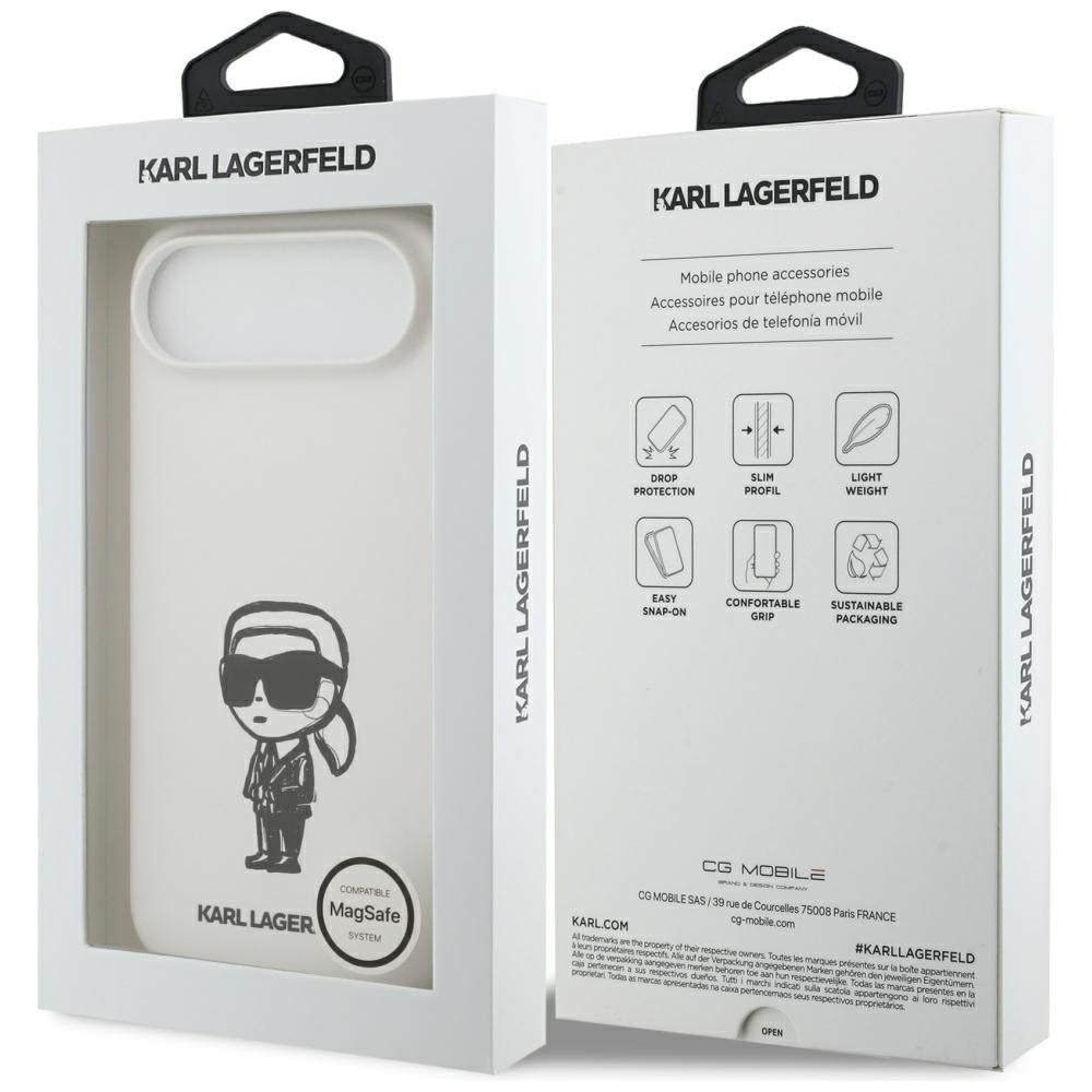 Ovitek za Apple iPhone 17 Air, Karl Lagerfeld, Sketch and Logo Karl, Bela