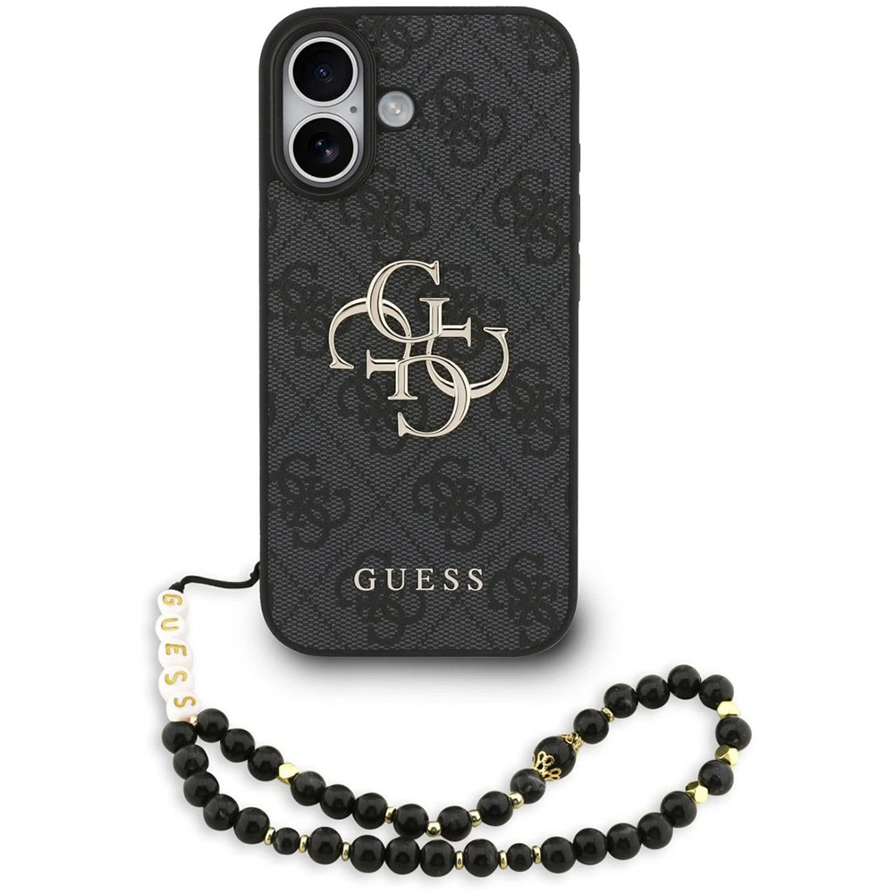 Ovitek za Apple iPhone 17, Guess, 4G Classic Logo with Strap, črn