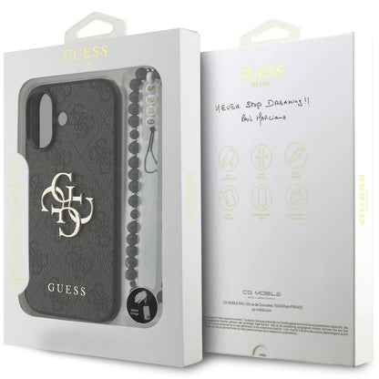 Ovitek za Apple iPhone 17, Guess, 4G Classic Logo with Strap, črn