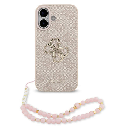 Ovitek za Apple iPhone 17, Guess, 4G Classic Logo with Strap, Roza