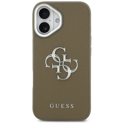 Ovitek za Apple iPhone 17, Guess, 4G Grained Big And Classic Logo, Srebrno rjava