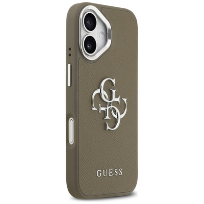 Ovitek za Apple iPhone 17, Guess, 4G Grained Big And Classic Logo, Srebrno rjava
