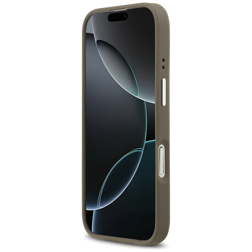 Ovitek za Apple iPhone 17, Guess, 4G Grained Big And Classic Logo, Srebrno rjava