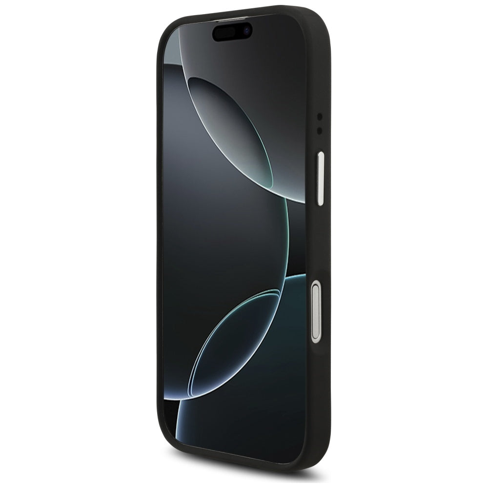 Ovitek za Apple iPhone 17, Guess, 4G Grained Big and Classic Logo, Črno Srebrn