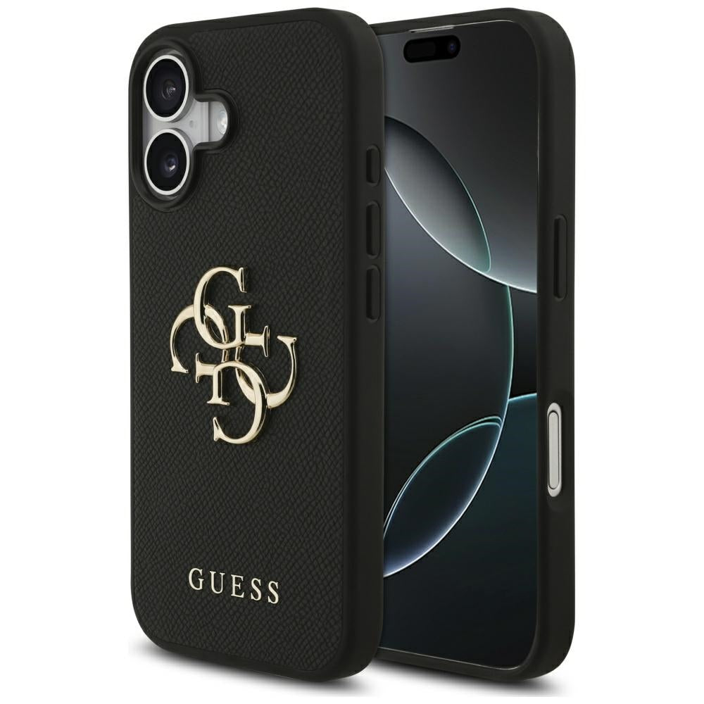 Ovitek za Apple iPhone 17, Guess, 4G Grained Big and Classic Logo, črn