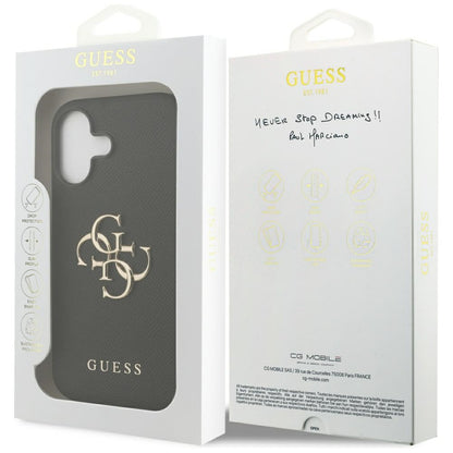 Ovitek za Apple iPhone 17, Guess, 4G Grained Big and Classic Logo, črn