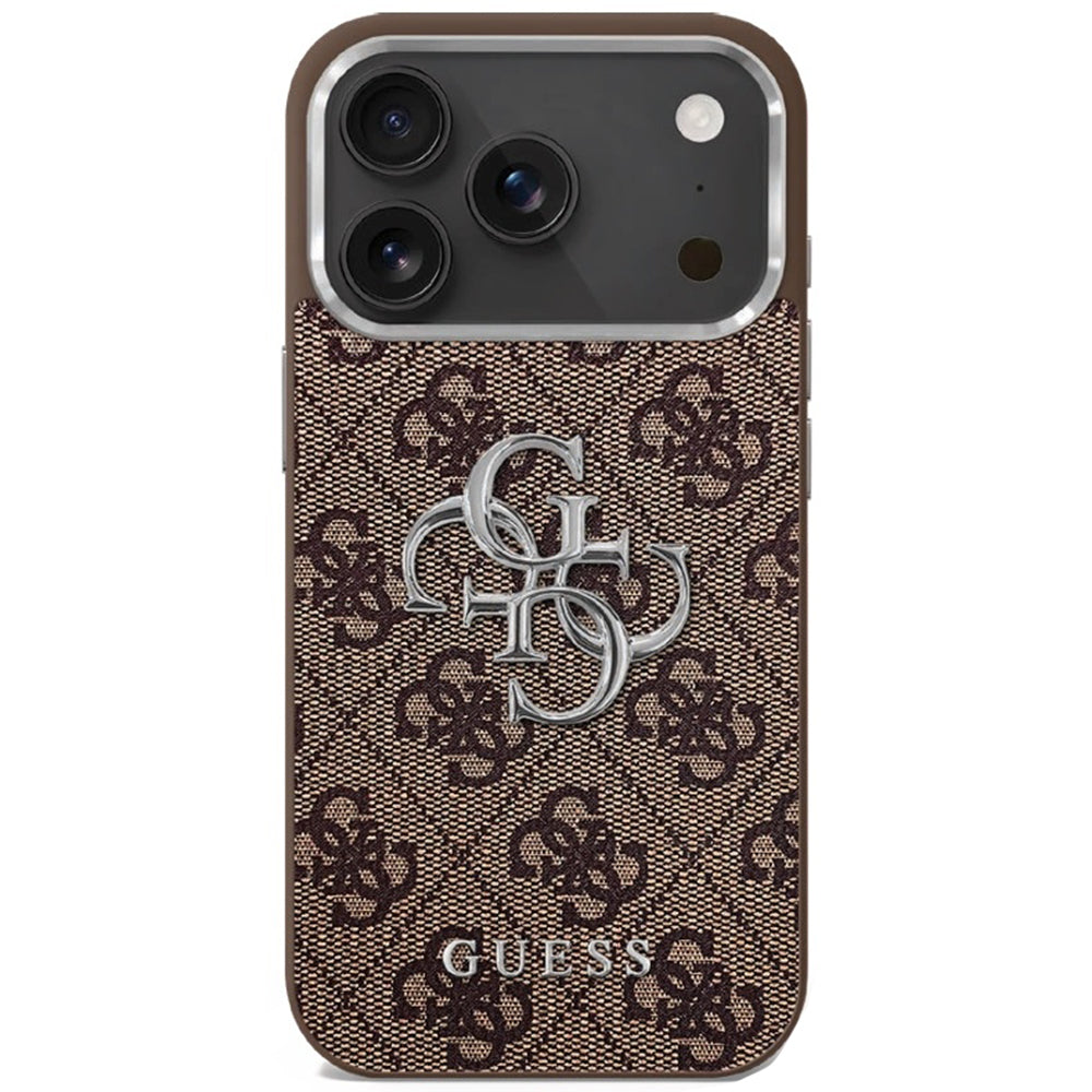 Ovitek za Apple iPhone 17, Guess, Big 4G Logo Classic, Srebrno rjava