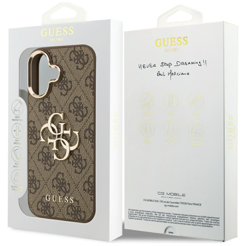 Ovitek za Apple iPhone 17, Guess, Big 4G Logo Classic, Zlato rjava