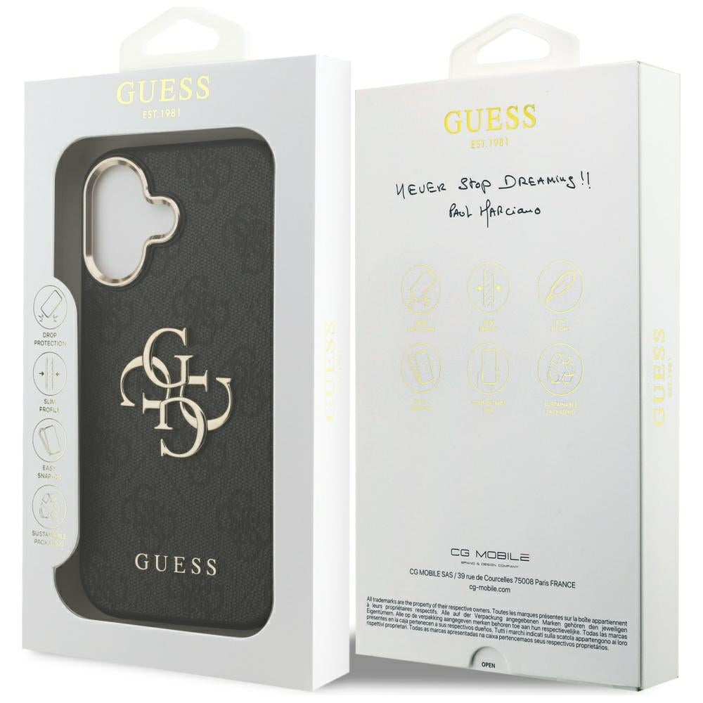 Ovitek za Apple iPhone 17, Guess, Big 4G Logo Classic, Črno Zlat