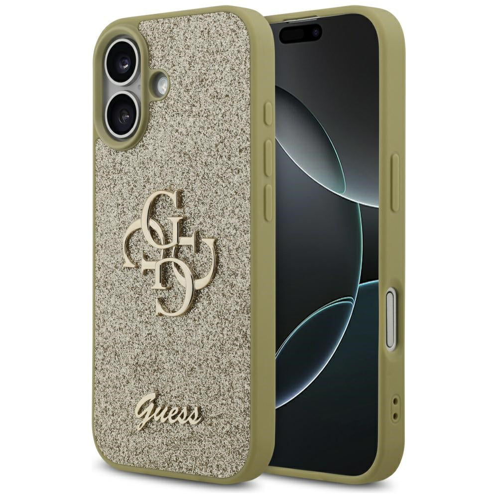 Ovitek za Apple iPhone 17, Guess, Fixed Glitter Big 4G, Zlat