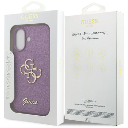 Ovitek za Apple iPhone 17, Guess, Fixed Glitter Big 4G, Vijolična