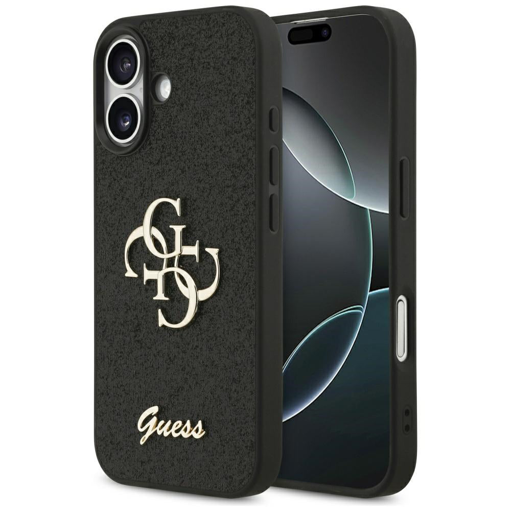 Ovitek za Apple iPhone 17, Guess, Fixed Glitter Big 4G, Črn