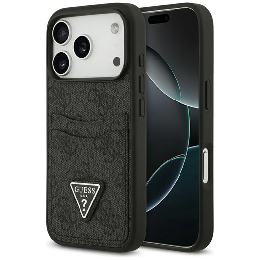 Ovitek za Apple iPhone 17 Pro, Guess, 4G Double Card Triangle, črn