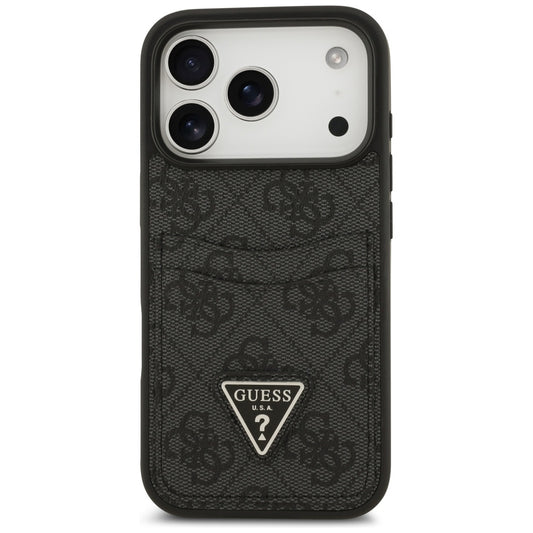 Ovitek za Apple iPhone 17 Pro, Guess, 4G Double Card Triangle, črn