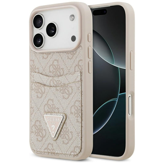 Ovitek za Apple iPhone 17 Pro, Guess, 4G Double Card Triangle, Roza