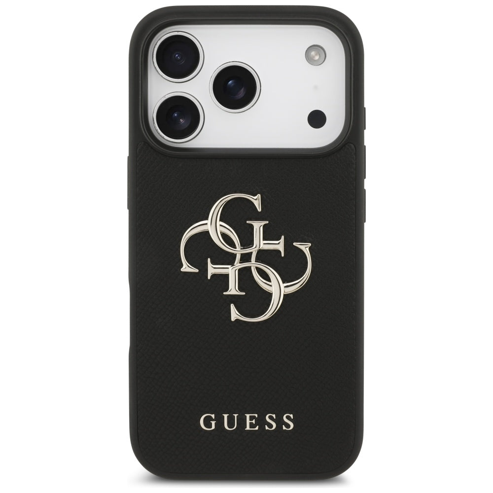Ovitek za Apple iPhone 17 Pro, Guess, 4G Grained Big and Classic Logo, črn