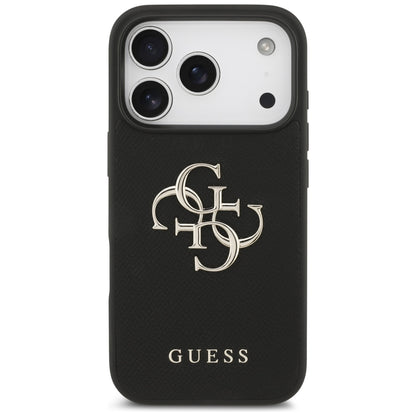 Ovitek za Apple iPhone 17 Pro, Guess, 4G Grained Big and Classic Logo, črn