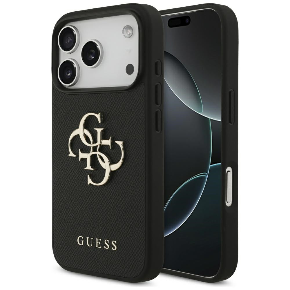 Ovitek za Apple iPhone 17 Pro, Guess, 4G Grained Big and Classic Logo, črn