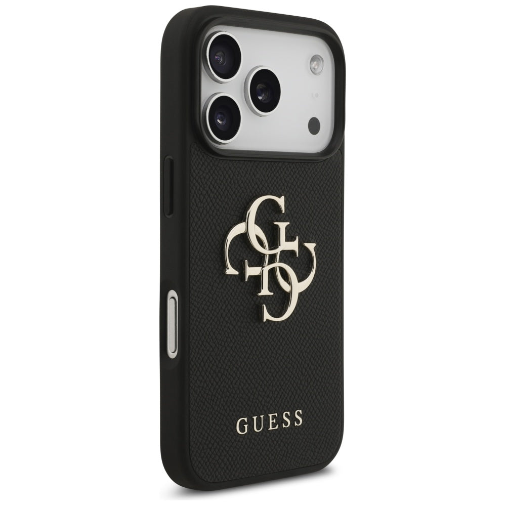 Ovitek za Apple iPhone 17 Pro, Guess, 4G Grained Big and Classic Logo, črn
