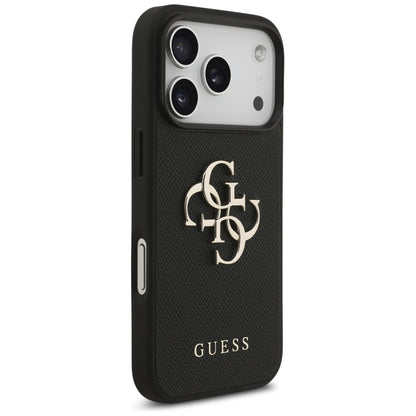 Ovitek za Apple iPhone 17 Pro, Guess, 4G Grained Big and Classic Logo, črn