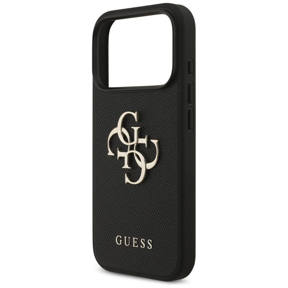 Ovitek za Apple iPhone 17 Pro, Guess, 4G Grained Big and Classic Logo, črn