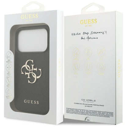 Ovitek za Apple iPhone 17 Pro, Guess, 4G Grained Big and Classic Logo, črn
