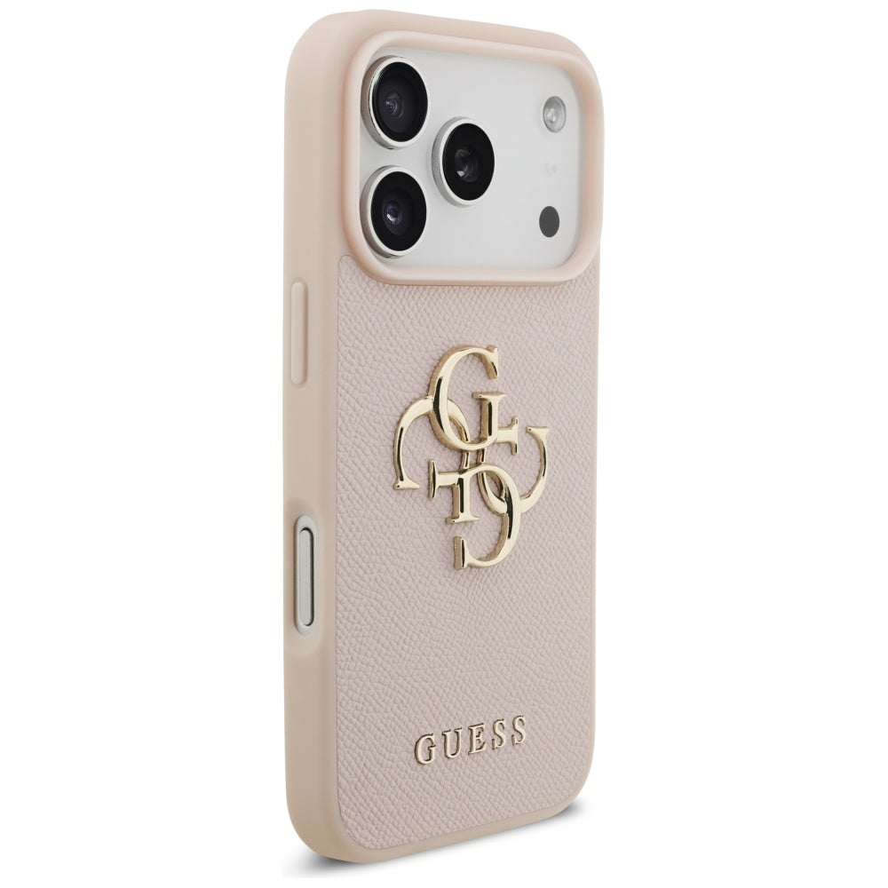 Ovitek za Apple iPhone 17 Pro, Guess, 4G Grained Big and Classic Logo, Roza