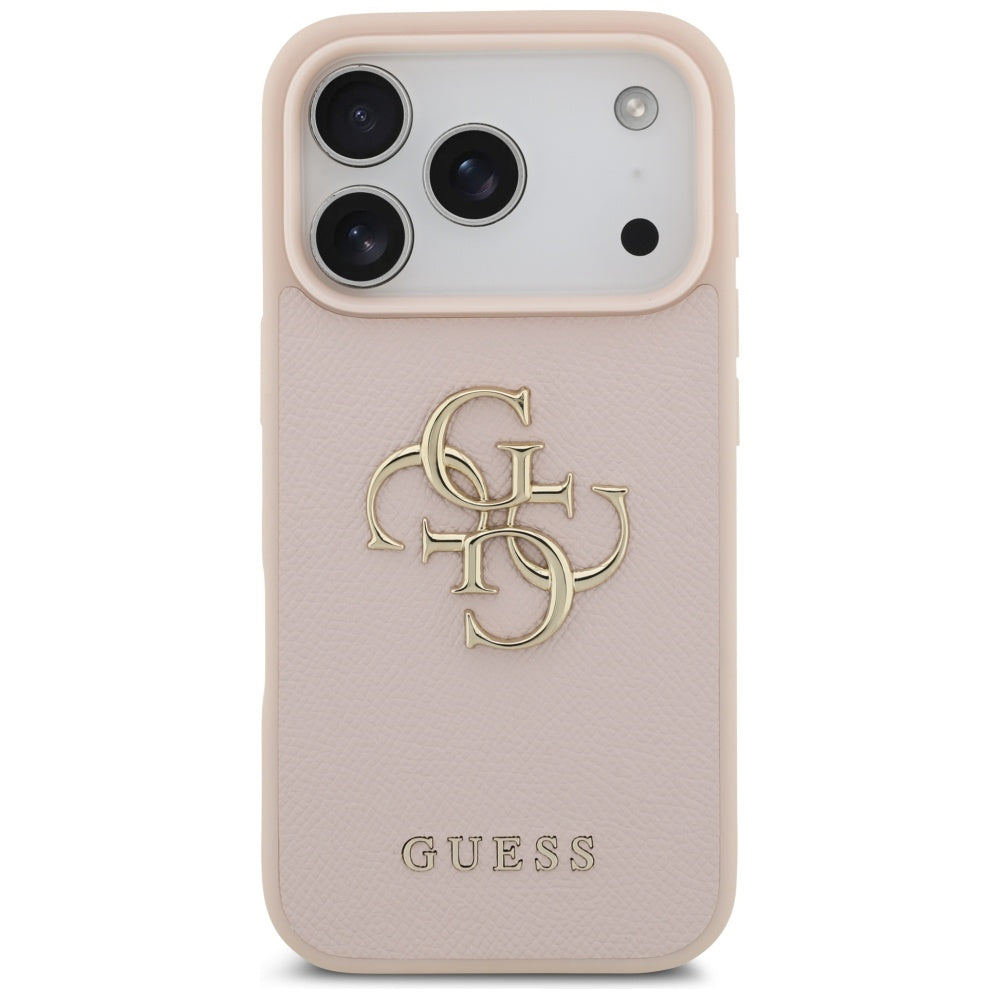 Ovitek za Apple iPhone 17 Pro, Guess, 4G Grained Big and Classic Logo, Roza