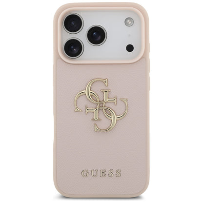 Ovitek za Apple iPhone 17 Pro, Guess, 4G Grained Big and Classic Logo, Roza