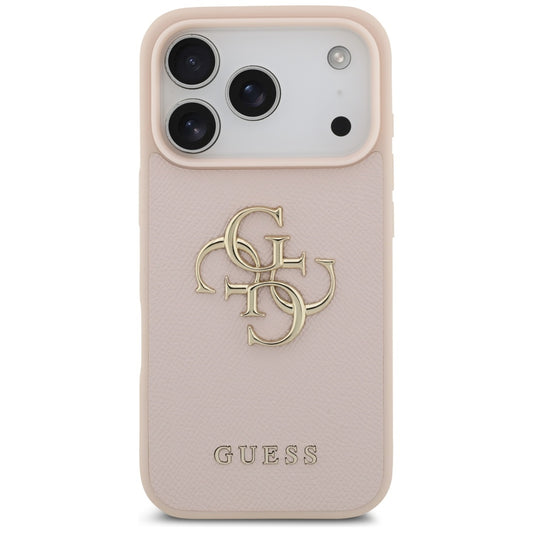 Ovitek za Apple iPhone 17 Pro, Guess, 4G Grained Big and Classic Logo, Roza
