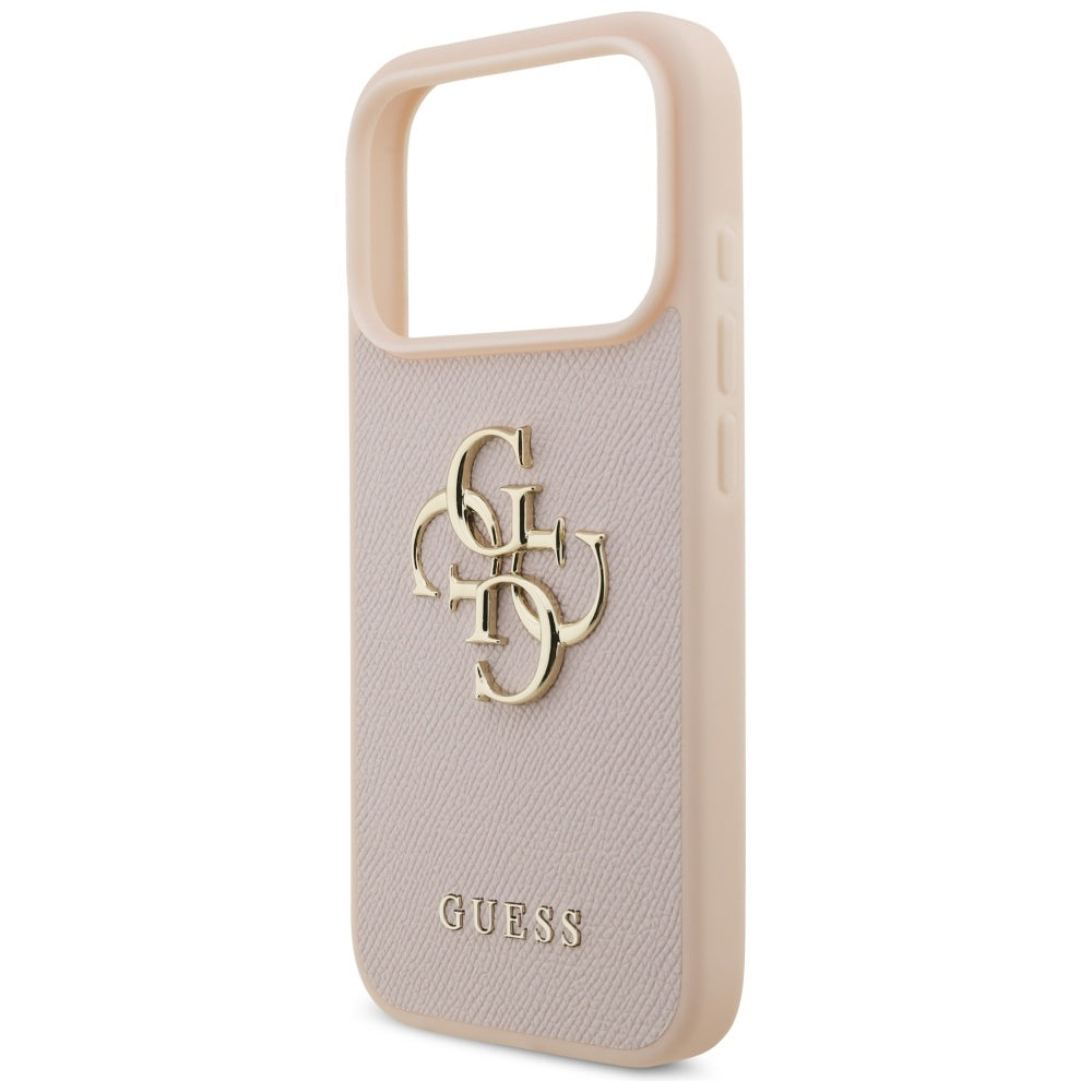 Ovitek za Apple iPhone 17 Pro, Guess, 4G Grained Big and Classic Logo, Roza
