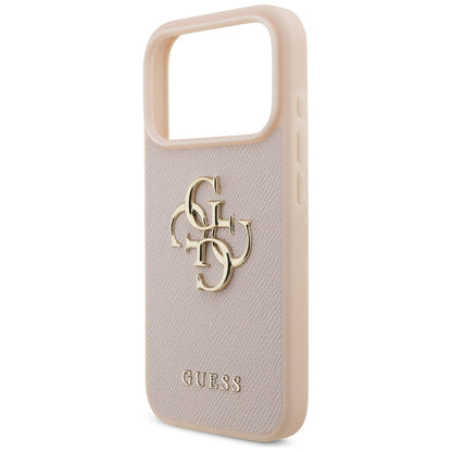 Ovitek za Apple iPhone 17 Pro, Guess, 4G Grained Big and Classic Logo, Roza
