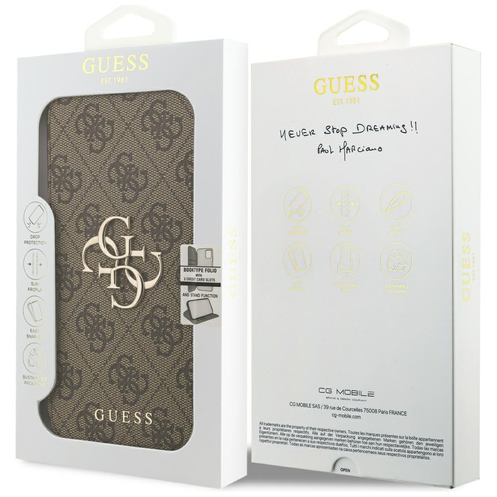 Ovitek za Apple iPhone 17 Pro, Guess, 4G Metal Logo, rjava