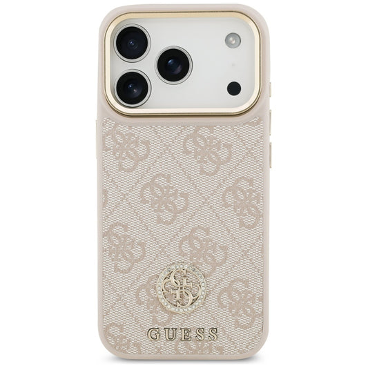 Ovitek za Apple iPhone 17 Pro, Guess, 4G Strass Logo and Big Strap, Roza