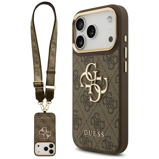 Ovitek za Apple iPhone 17 Pro, Guess, Big 4G Classic Logo with Big Strap, rjava