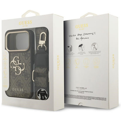 Ovitek za Apple iPhone 17 Pro, Guess, Big 4G Classic Logo with Big Strap, rjava