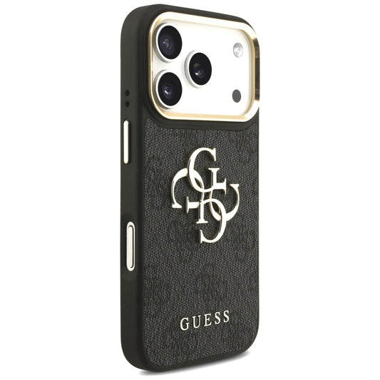 Ovitek za Apple iPhone 17 Pro, Guess, Big 4G Classic Logo with Big Strap, črn