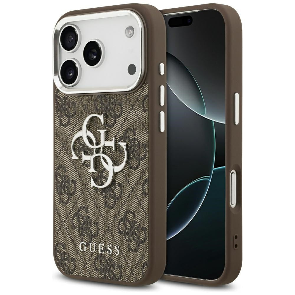 Ovitek za Apple iPhone 17 Pro, Guess, Big 4G Logo Classic, Srebrno rjava