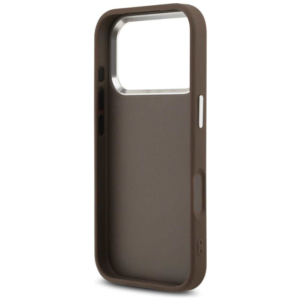 Ovitek za Apple iPhone 17 Pro, Guess, Big 4G Logo Classic, Srebrno rjava
