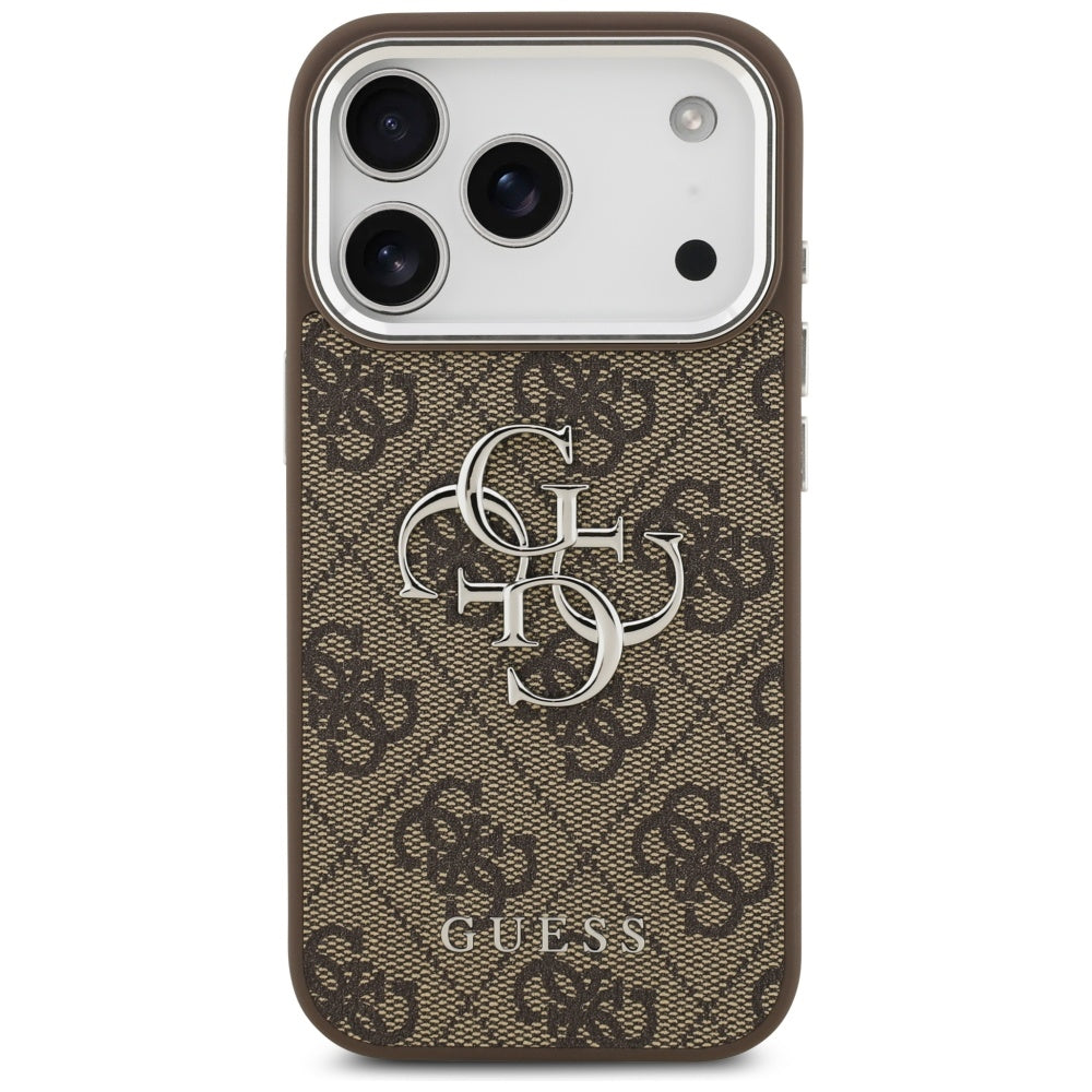 Ovitek za Apple iPhone 17 Pro, Guess, Big 4G Logo Classic, Srebrno rjava