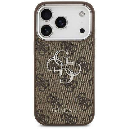 Ovitek za Apple iPhone 17 Pro, Guess, Big 4G Logo Classic, Srebrno rjava
