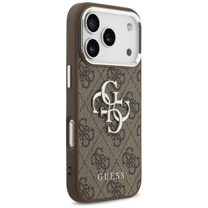 Ovitek za Apple iPhone 17 Pro, Guess, Big 4G Logo Classic, Srebrno rjava
