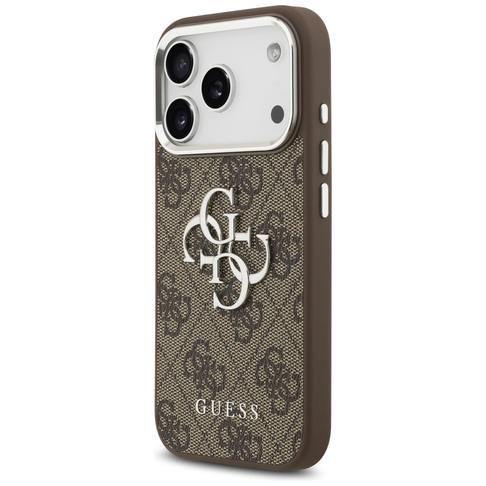 Ovitek za Apple iPhone 17 Pro, Guess, Big 4G Logo Classic, Srebrno rjava