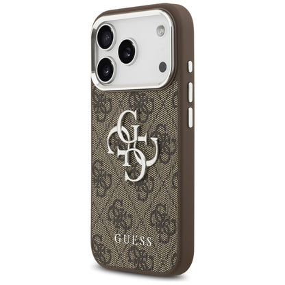 Ovitek za Apple iPhone 17 Pro, Guess, Big 4G Logo Classic, Srebrno rjava