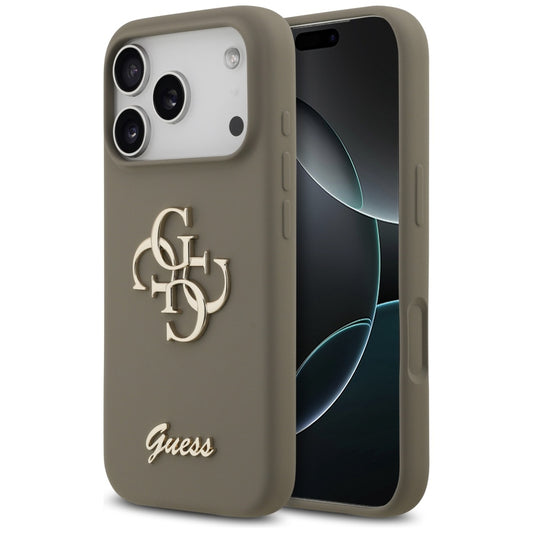 Ovitek za Apple iPhone 17 Pro, Guess, Big 4G Script, rjava