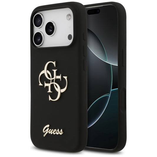 Ovitek za Apple iPhone 17 Pro, Guess, Big 4G Script, črn