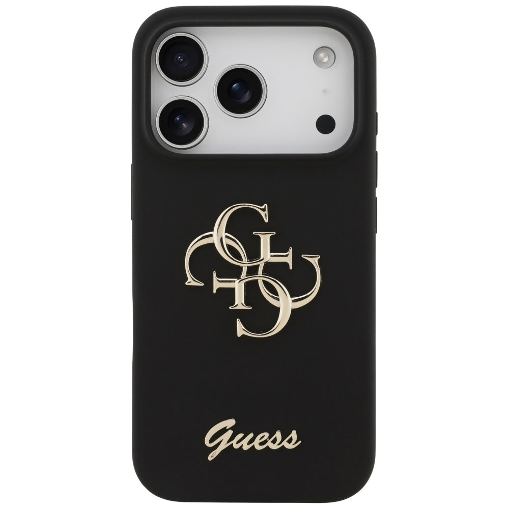 Ovitek za Apple iPhone 17 Pro, Guess, Big 4G Script, črn