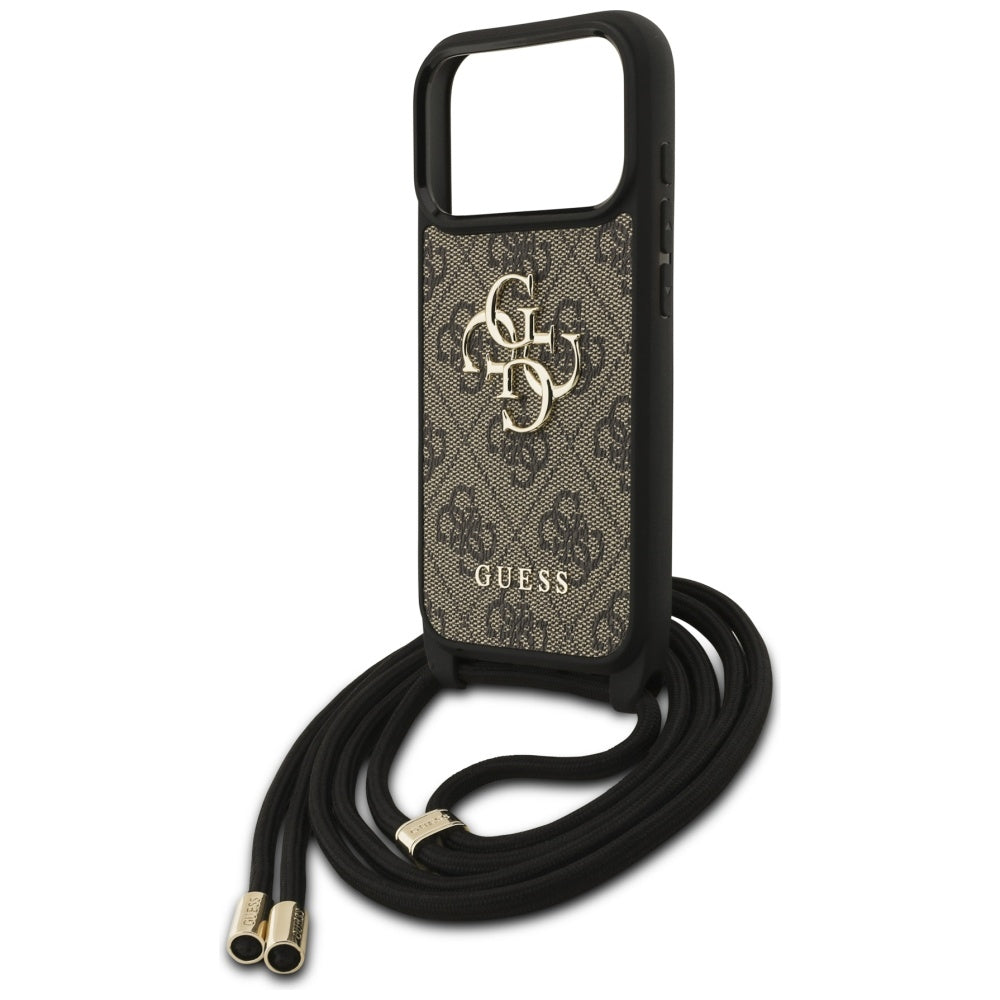 Ovitek za Apple iPhone 17 Pro, Guess, Crossbody Cord 4G Big Log, rjava