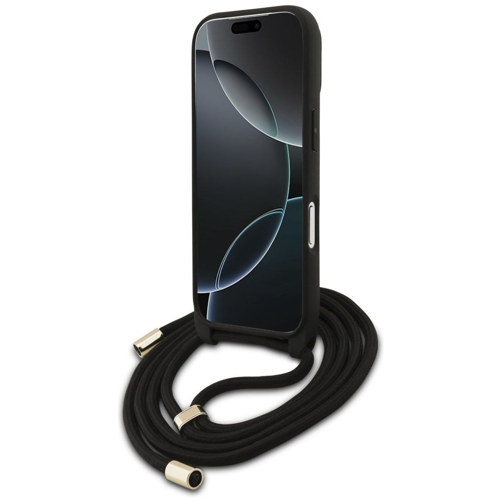 Ovitek za Apple iPhone 17 Pro, Guess, Crossbody Cord 4G Big Log, rjava